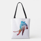 Hockey Girl Skater Silhouette Waterverf Tote Bag (Achterkant)