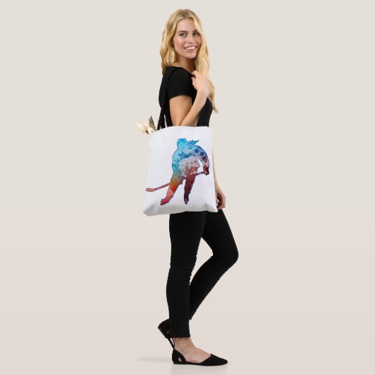Hockey Girl Skater Silhouette Waterverf Tote Bag (Op model)