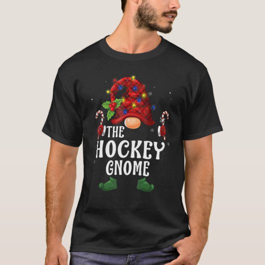 Hockey Gnome Buffalo Plaid Matching Family Christm T-shirt (Voorkant)