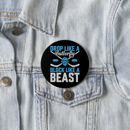 Hockey Goal Block als een Beest Ronde Button 7,6 Cm (In situ)