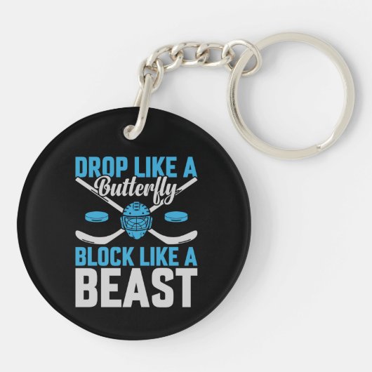 Hockey Goal Block als een Beest Sleutelhanger (Achterkant)