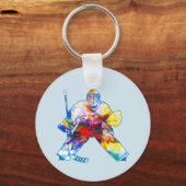 Hockey Goalie Breng IT Waterverf in waterkleur Sleutelhanger (Voorkant)