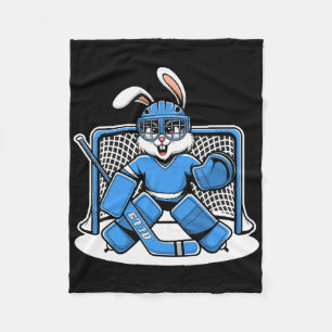 Hockey Goalie Bunny Blauwe Netpads Stok Helm Fleece Deken