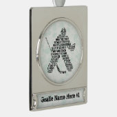 Hockey Goalie Calligram Aangepaste kerstversiering Verzilverd Banner Ornament (Rechts)