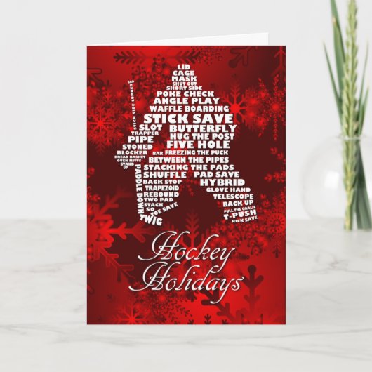 Hockey Goalie Calligram Word Art-kerstKaart Feestdagen Kaart (Voorkant)