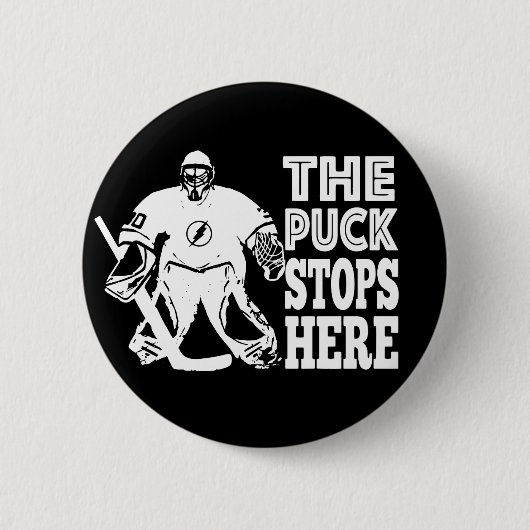 Hockey Goalie De Puck houdt hier de Button achteri (Voorkant)