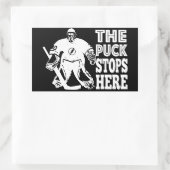 Hockey Goalie De Puck stopt hier zwart wit Rechthoekige Sticker (Tas)