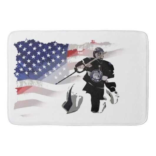 Hockey Goalie en de Amerikaanse vlag Badmat (Voorkant)