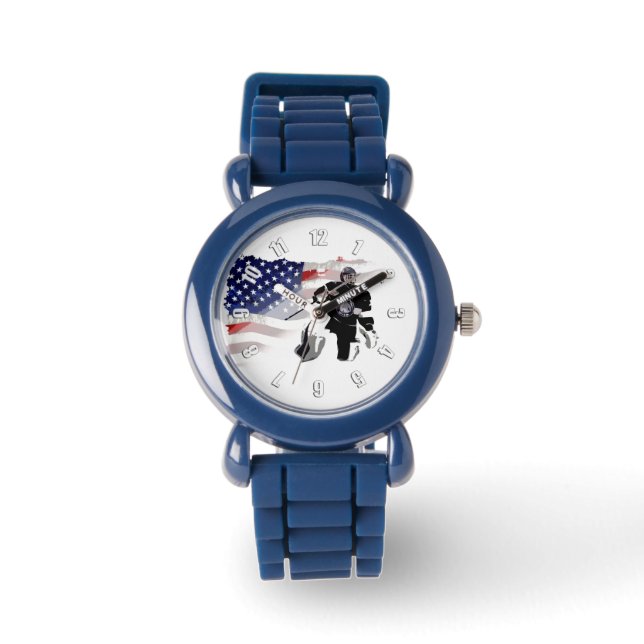 Hockey Goalie en de Amerikaanse vlag Horloge (Voorkant)