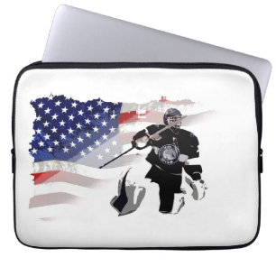 Hockey Goalie en de Amerikaanse vlag Laptop Sleeve