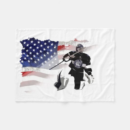 Hockey Goalie en US Flag Fleece Blanket (Voorkant (Horizontaal))