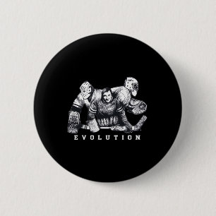 Hockey Goalie Evolutie Geen Masker Vintage Masker  Ronde Button 5,7 Cm