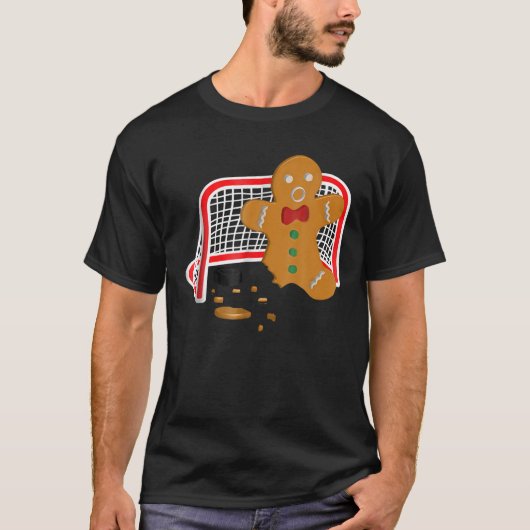 Hockey Goalie Funny Kerstmis Gingerbrood Man Goal T-shirt (Voorkant)