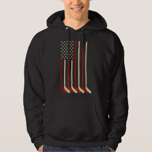 Hockey Goalie Gift USA Flag Hockey Stick Ice Hocke Hoodie