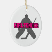 Hockey Goalie Girltender Keramisch Ornament (Rechts)