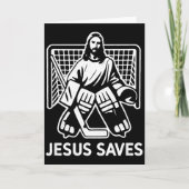 Hockey Goalie Goalkeeper Jesus Saves Christian Hoc Kaart (Voorkant)
