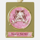 Hockey Goalie Mam Aangepaste kerstversiering Verguld Banner Ornament (Voorkant)