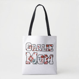 Hockey Goalie mam Red Blue Floral Tote Bag