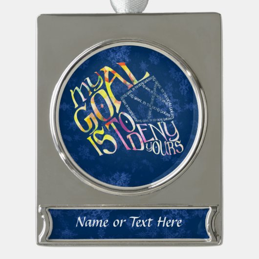 Hockey Goalie Mask Calligram Kerstversiering Verzilverd Banner Ornament (Voorkant)