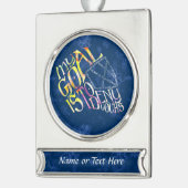 Hockey Goalie Mask Calligram Kerstversiering Verzilverd Banner Ornament (Links)