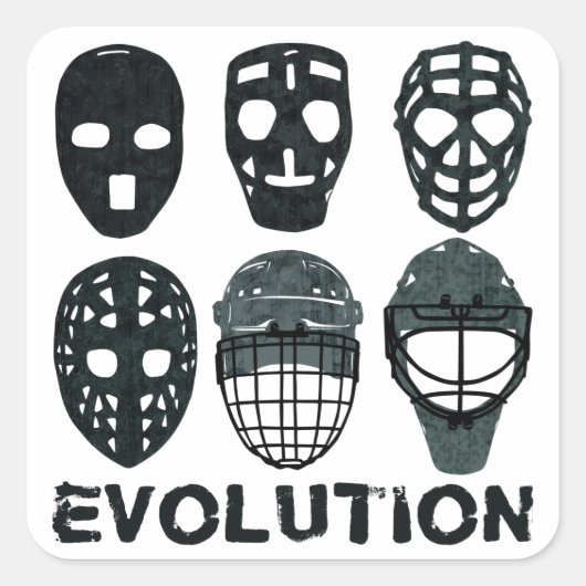 Hockey Goalie Mask Evolution Vierkante Sticker (Voorkant)