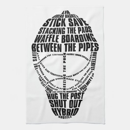 Hockey Goalie Mask Typography Kitchen Towel Theedoek (Verticaal)