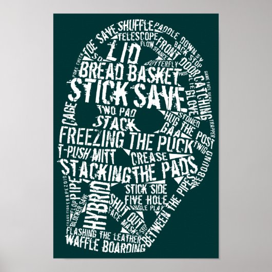 Hockey Goalie Mask Typography Poster (Voorkant)