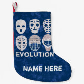 Hockey Goalie Maskers Evolutie Kerst Stocking Kleine Kerstsok (Voorkant)