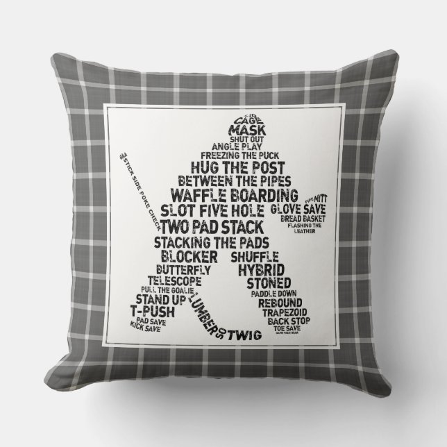 Hockey Goalie Netminder Word Art Kussen (Voorkant)