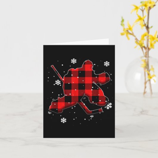 Hockey Goalie Plaid Christmas  Kaart (Gele Bloem)