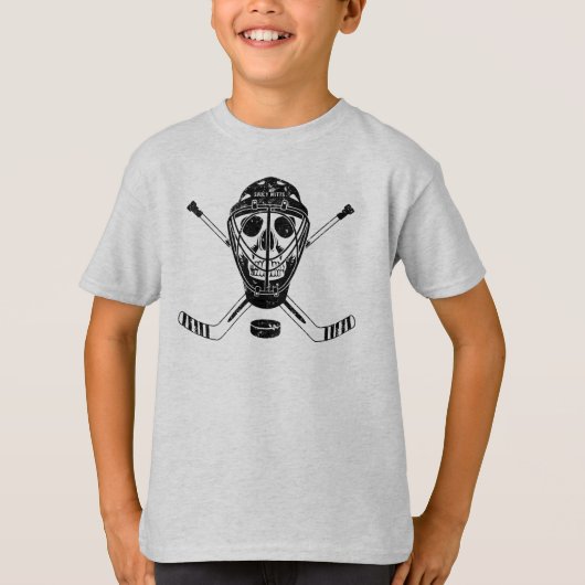 Hockey Goalie Skull Youth T-Shirt (Voorkant)