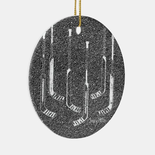 Hockey Goalie Sticks Keramisch Ornament (Rechts)