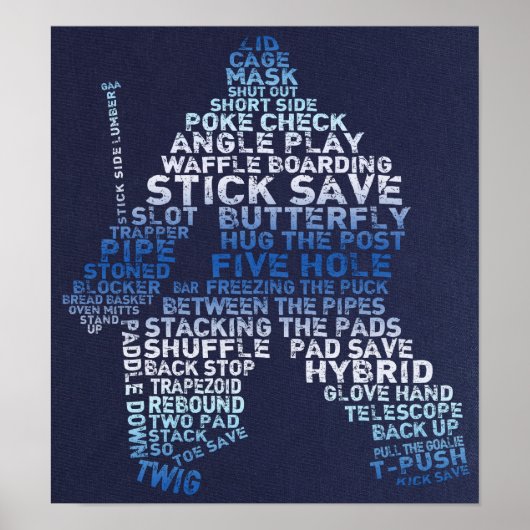 Hockey Goalie Text Art Poster (Voorkant)
