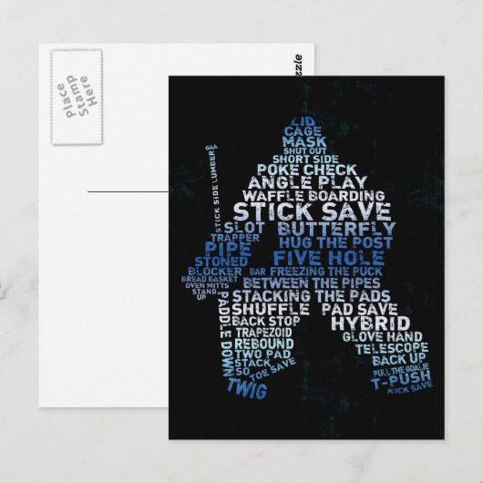 Hockey Goalie Text Post Kaart (Voorkant / Achterkant)