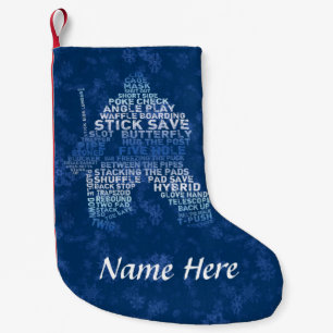 Hockey Goalie Typografie Kerst Stocking Kleine Kerstsok