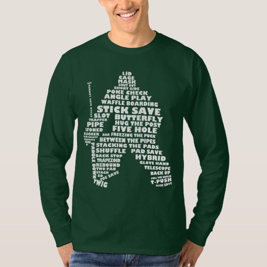 Hockey Goalie Typografie Long Sleeved T Shirt (Voorkant)