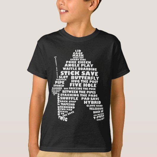 Hockey Goalie Typographic Children's T-Shirt (Voorkant)