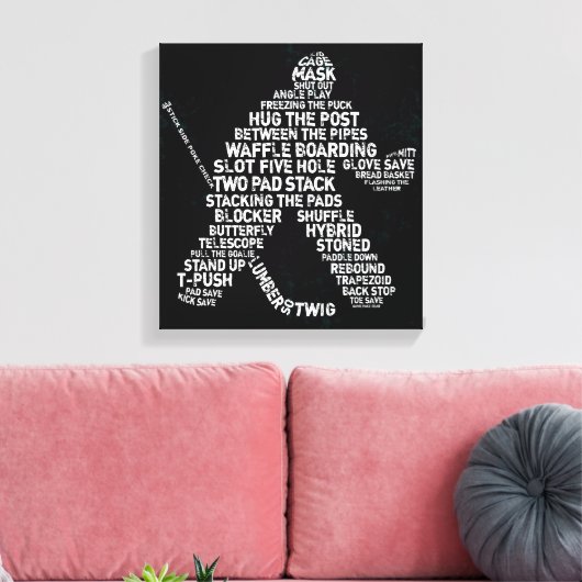 Hockey Goalie Typography Art Canvas Print (Insitu (Woonkamer))
