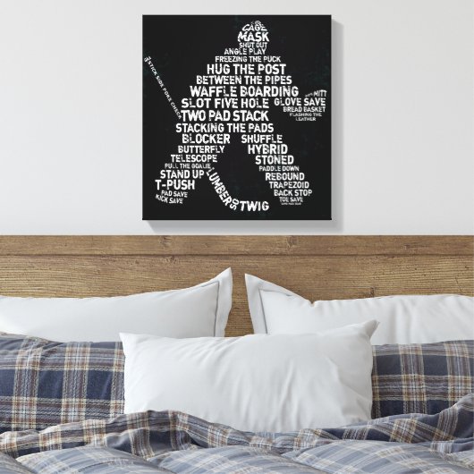 Hockey Goalie Typography Art Canvas Print (Insitu (Slaapkamer))