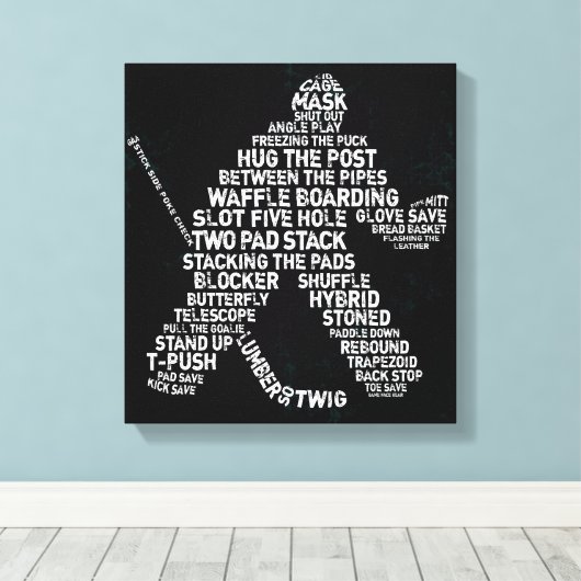 Hockey Goalie Typography Art Canvas Print (Insitu (Houten vloer))