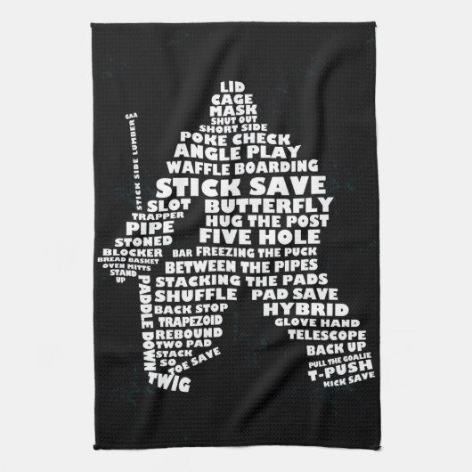 Hockey Goalie Typography Kitchen Towel Theedoek (Verticaal)