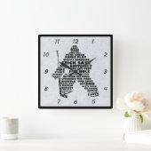Hockey Goalie Typography Wall Clock Vierkante Klok (Huis)