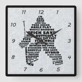 Hockey Goalie Typography Wall Clock Vierkante Klok