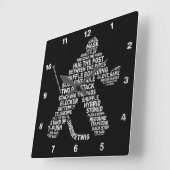 Hockey Goalie Typography Wall Clock Vierkante Klok (Hoek)