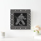 Hockey Goalie Typography Wall Clock Vierkante Klok (Huis)