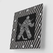 Hockey Goalie Typography Wall Clock Vierkante Klok (Hoek)