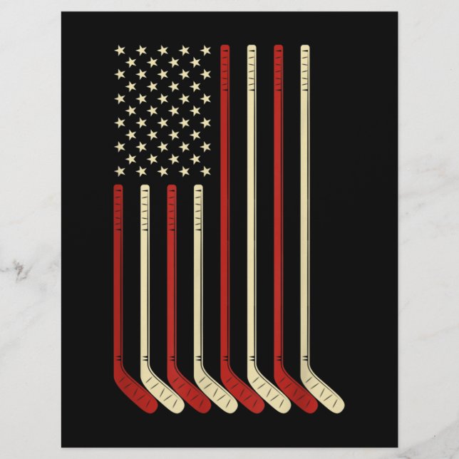 Hockey Goalie USA Flag Hockey Stick Ice Hockey Briefhoofd (Voorkant)