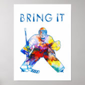 Hockey Goalie Waterverf Poster (Voorkant)