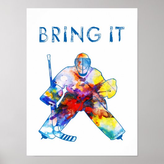 Hockey Goalie Waterverf Poster (Voorkant)