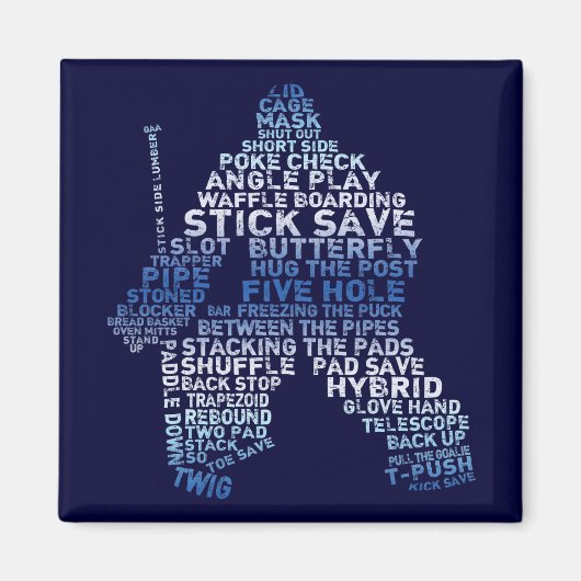 Hockey Goalie Word Art Magneet (Voorkant)